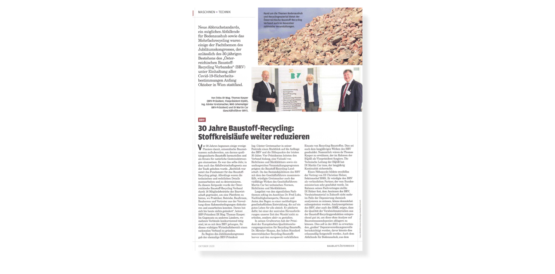 30 Jahre Baustoff-Recycling: Stoffkreisläufe weiter reduzieren