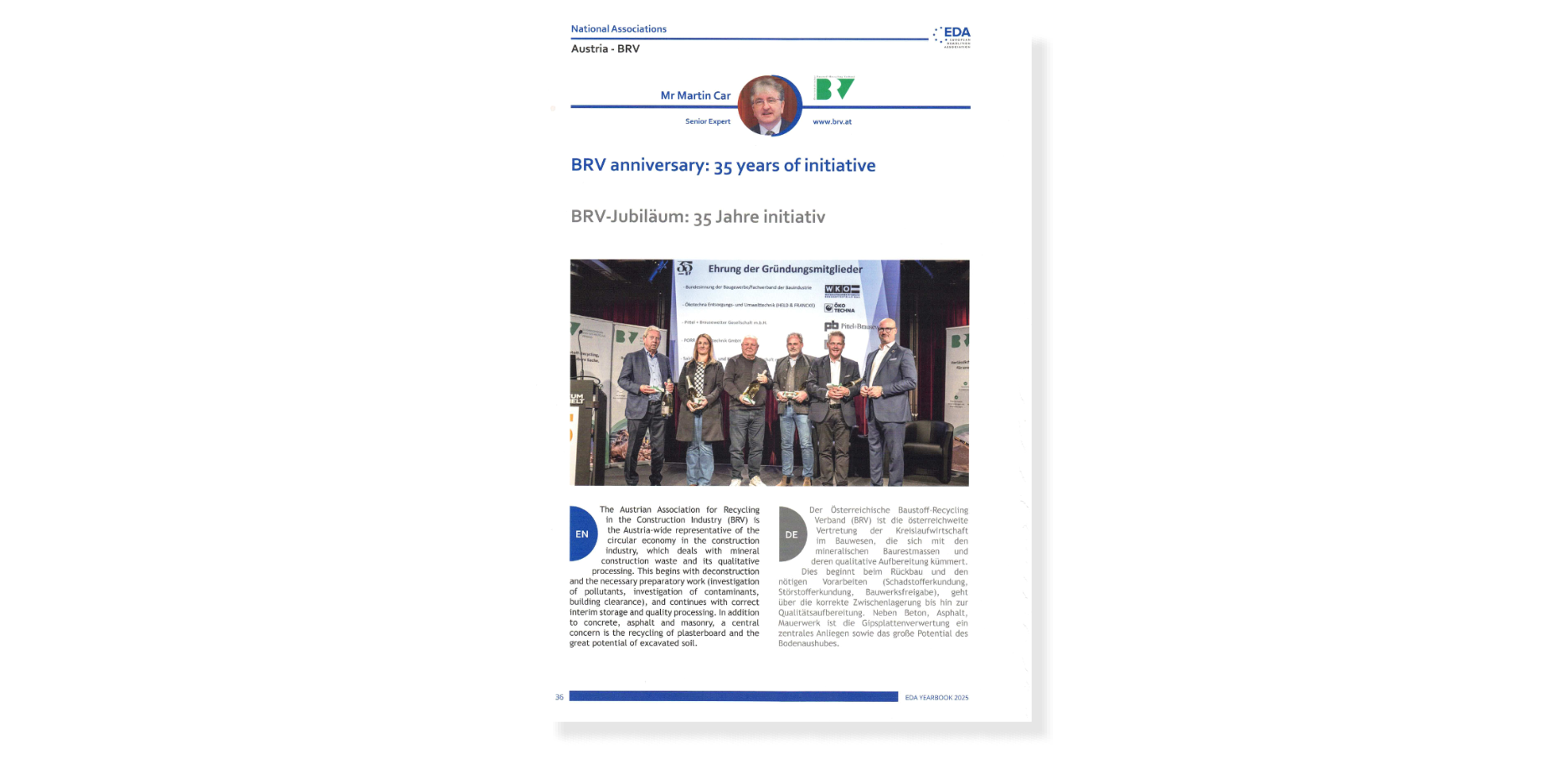 BRV anniversary: 35 years of initiative