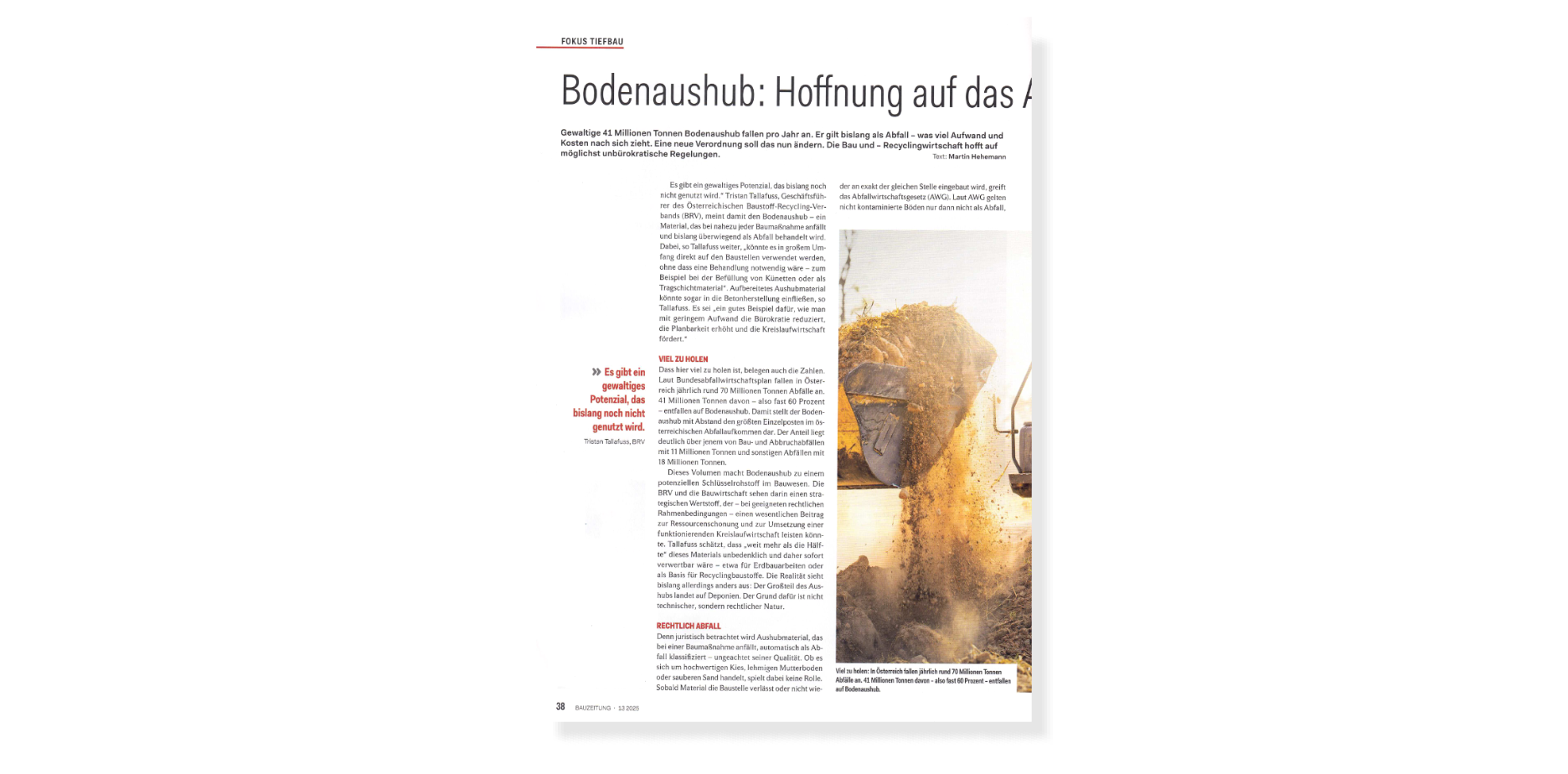 Bodenaushub: Hoffnung auf das Abfallende