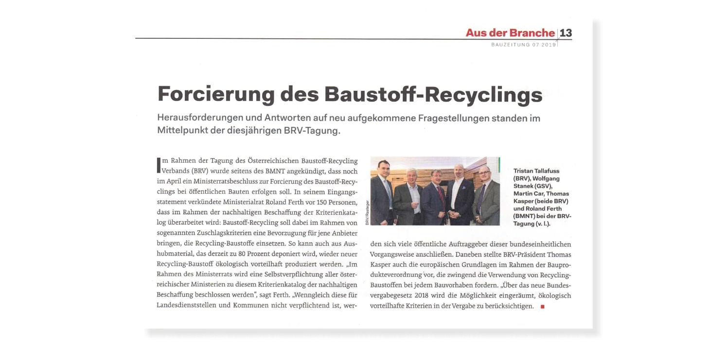 Forcierung des Baustoffrecyclings