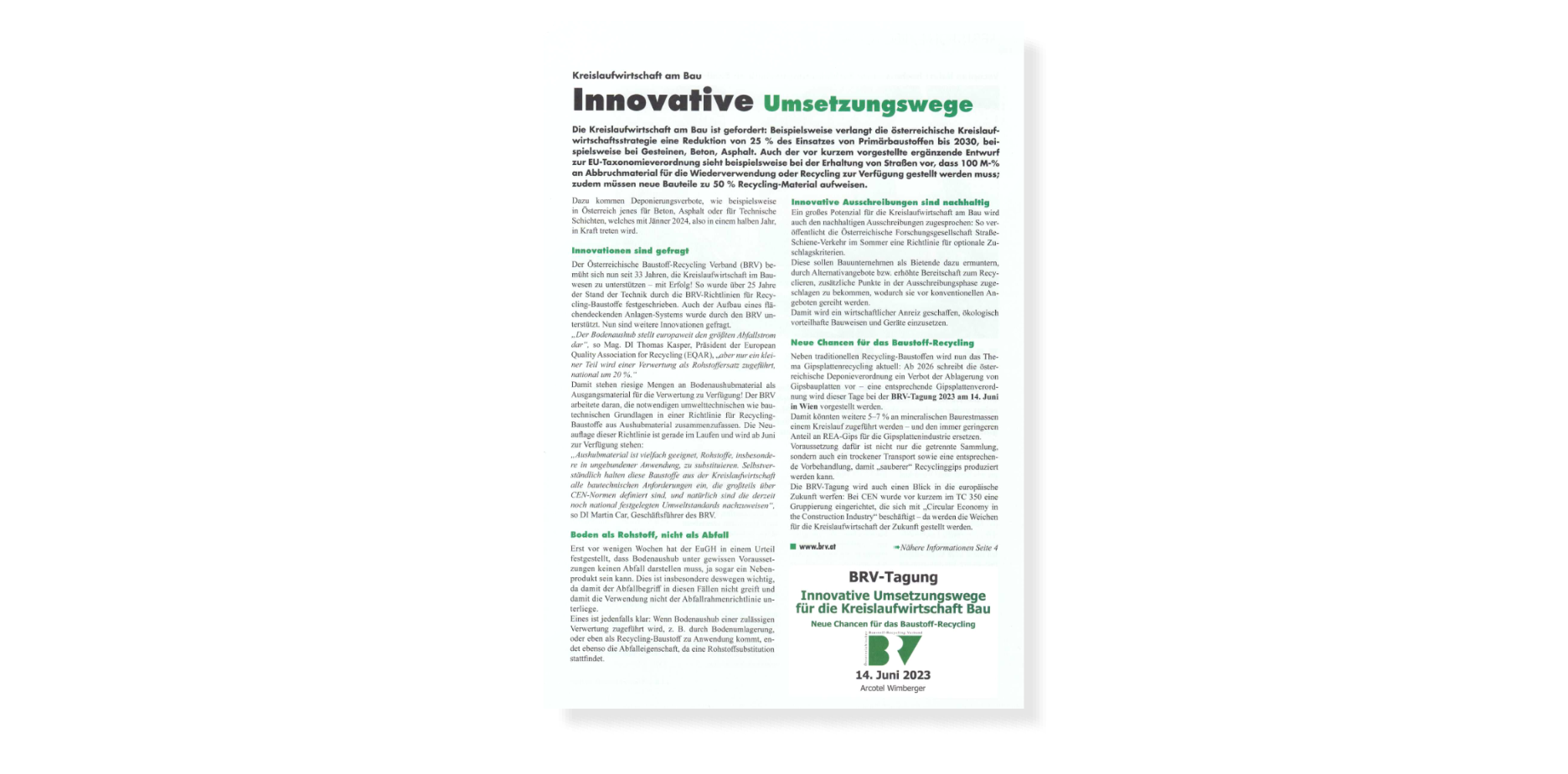 Kreislaufwirtschaft am Bau – Innovative Umsetzungswege
