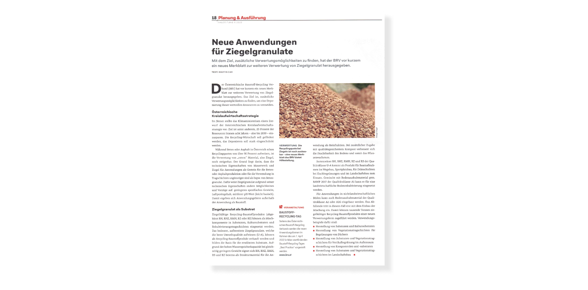 Neue Anwendungen für Ziegelgranulate