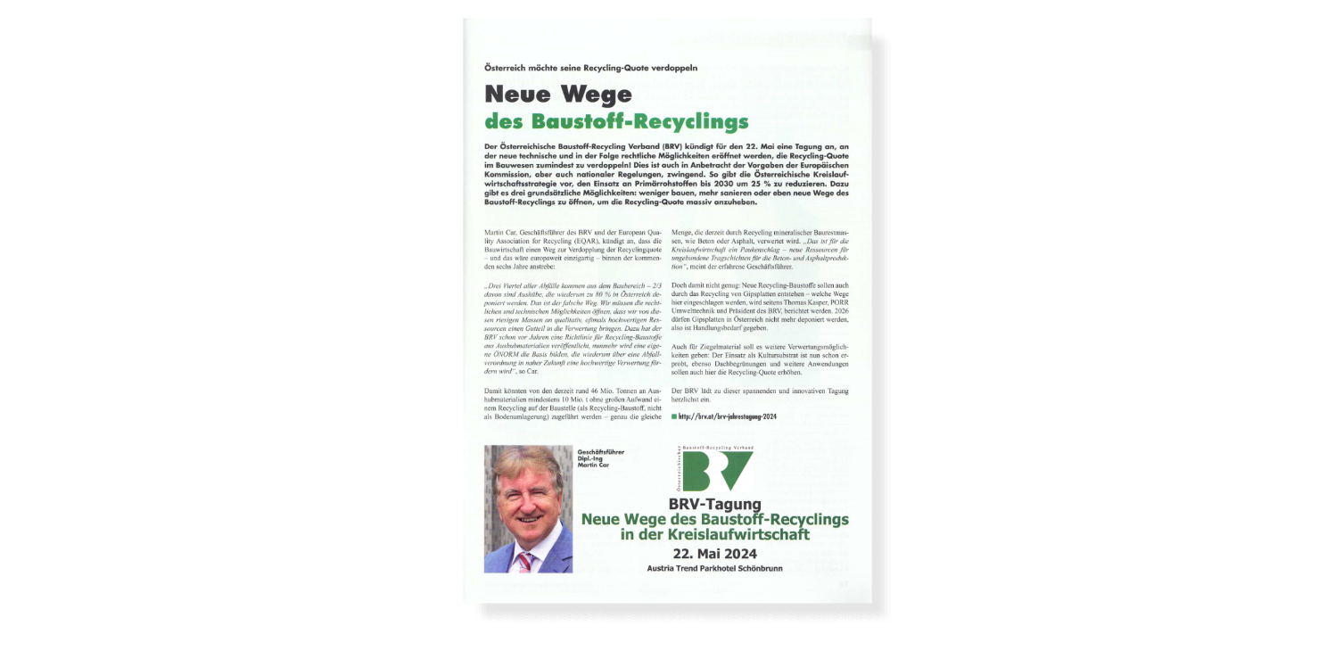 Neue Wege des Baustoff-Recyclings